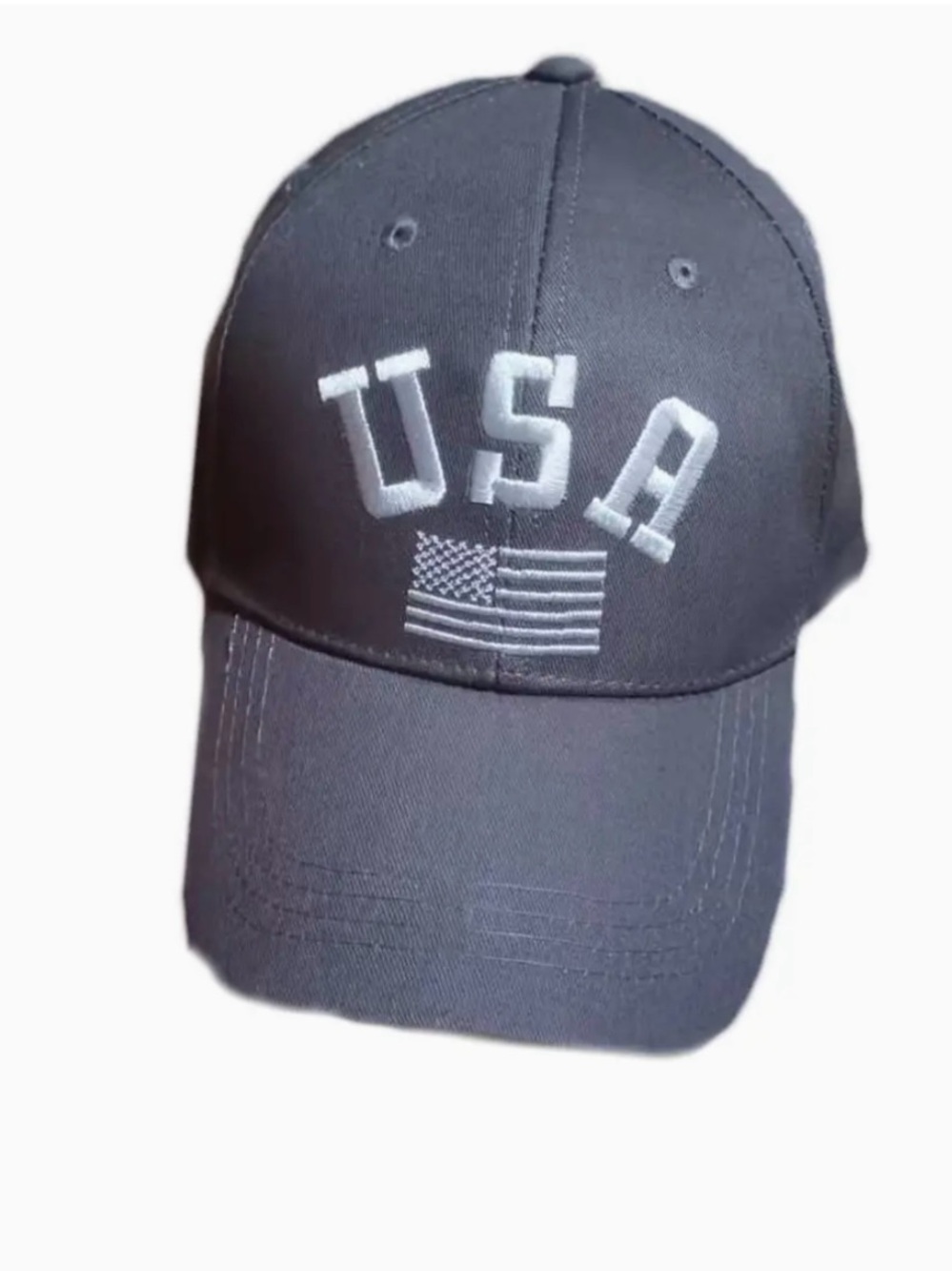 USA Embroidered Baseball Cap - Charcoal Gray